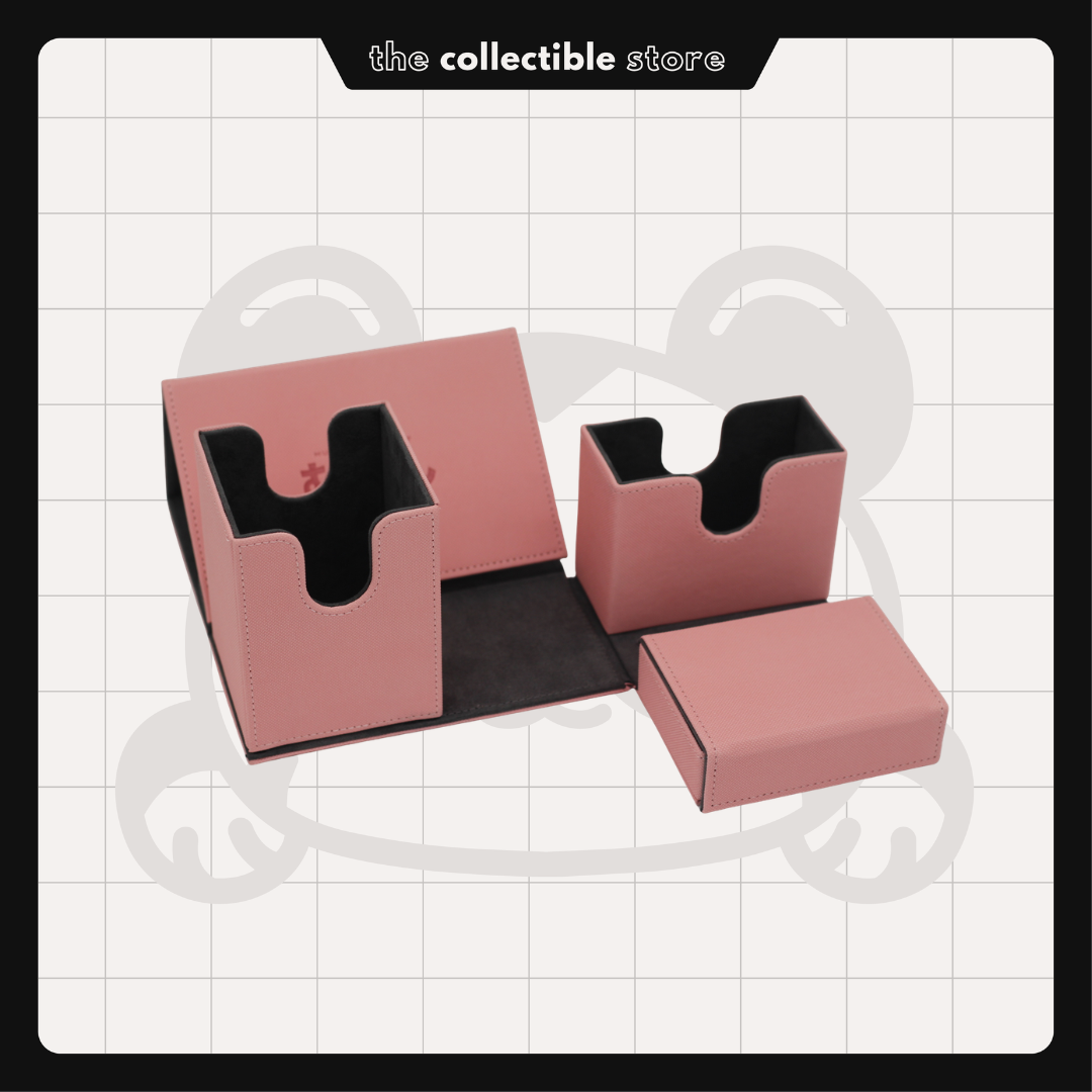 Premium PU Leather Deck Case w/ Dice Tray (Pink/Gray)