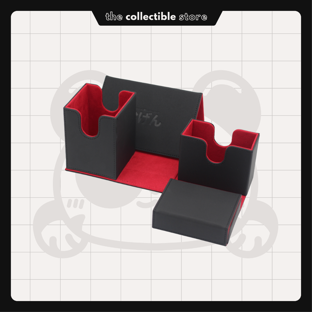 Premium PU Leather Deck Case w/ Dice Tray (Black/Red)