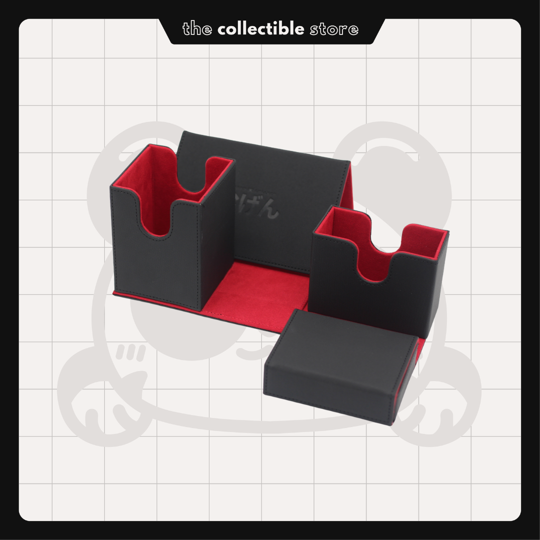 Premium PU Leather Deck Case w/ Dice Tray (Black/Red)